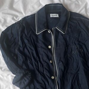 Soulland Navy Beaded Button Down Shirt